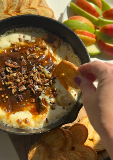 Hot Honey Brie Dip with Palmiers