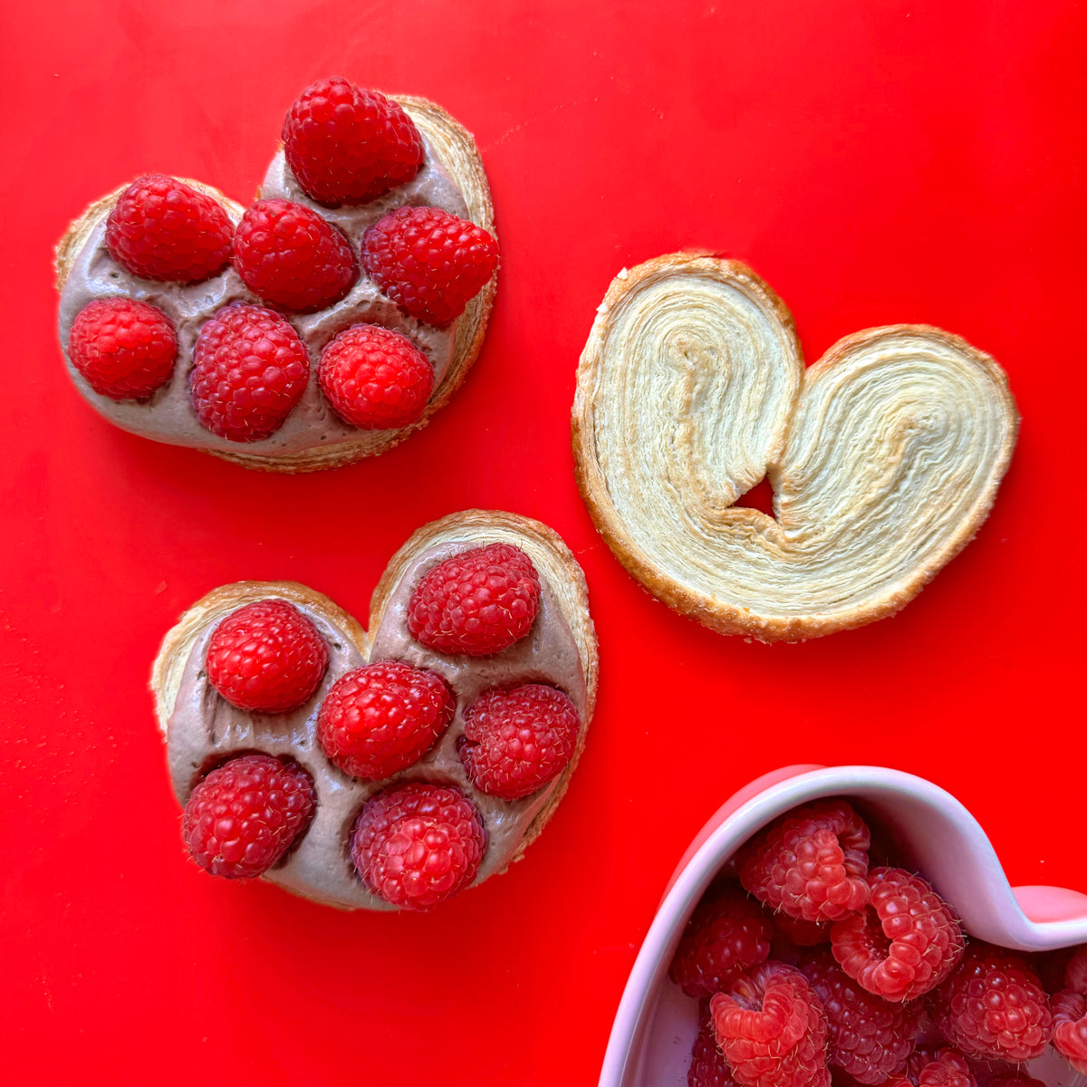 Palmiers with Chocolate Mousse & Raspberries Sugar Bowl Bakery